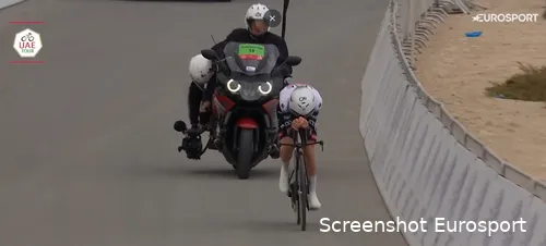 Pogacar tijdens de tijdrit in de UAE Tour