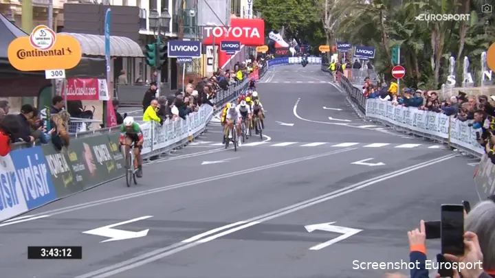 Kopecky in Milan-San Remo, where she helped Wiebes to victory