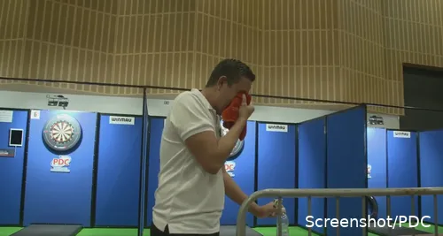 An emotional Perez reacting to his history making Q-School triumph