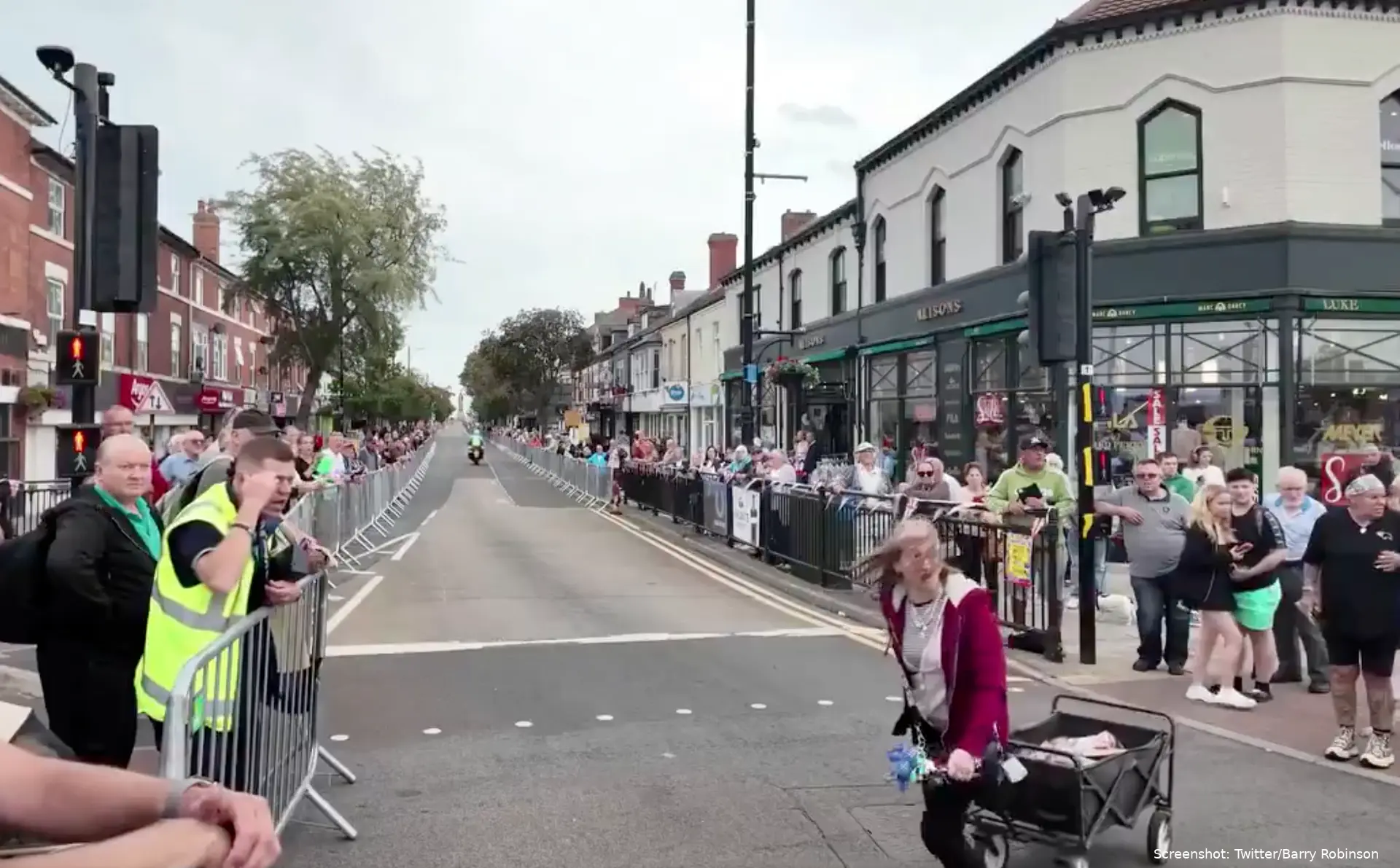 Tour of Britain spectator near miss
