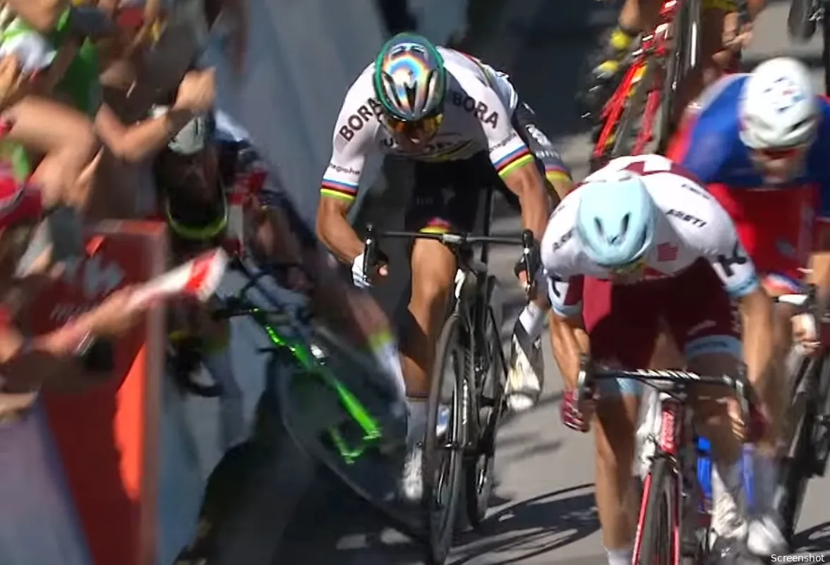 Cavendish mercilessly slammed into the barriers after a shove from Peter Sagan