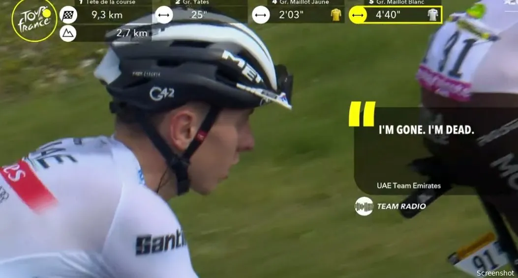 Tadej Pogacar tells his team that he's spent