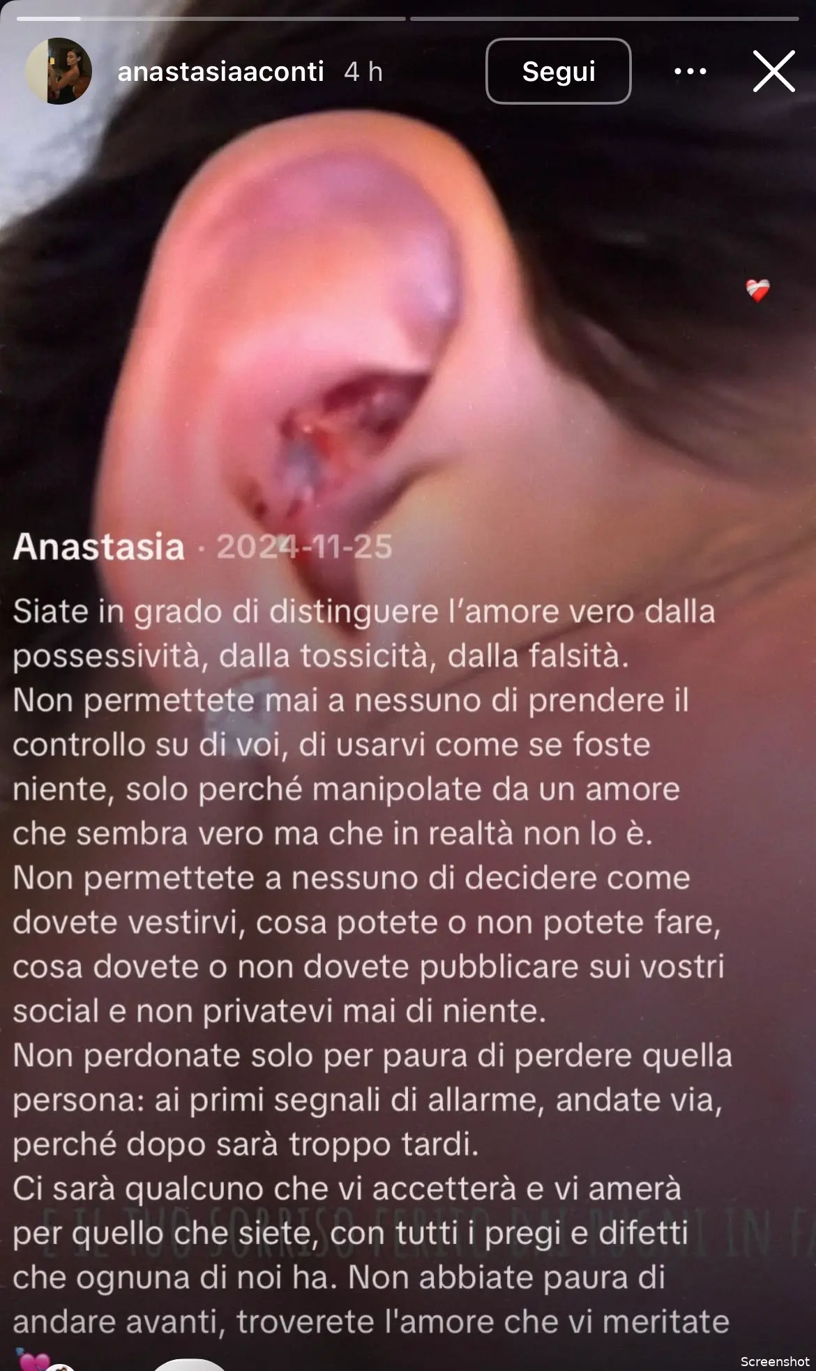 anastasia conti post violenza donne