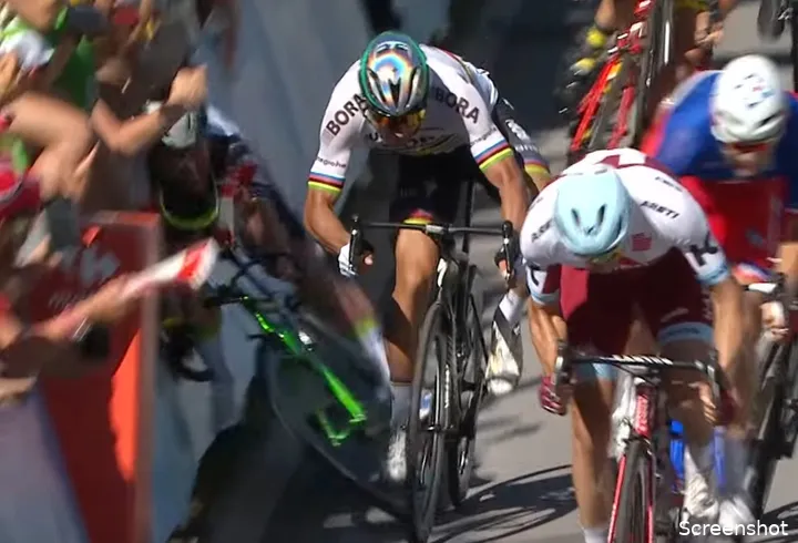 Cavendish mercilessly slammed into the barriers after a shove from Peter Sagan
