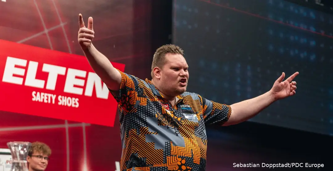 Wesley Plaisier spreads his arms wide after a strong European Tour performance