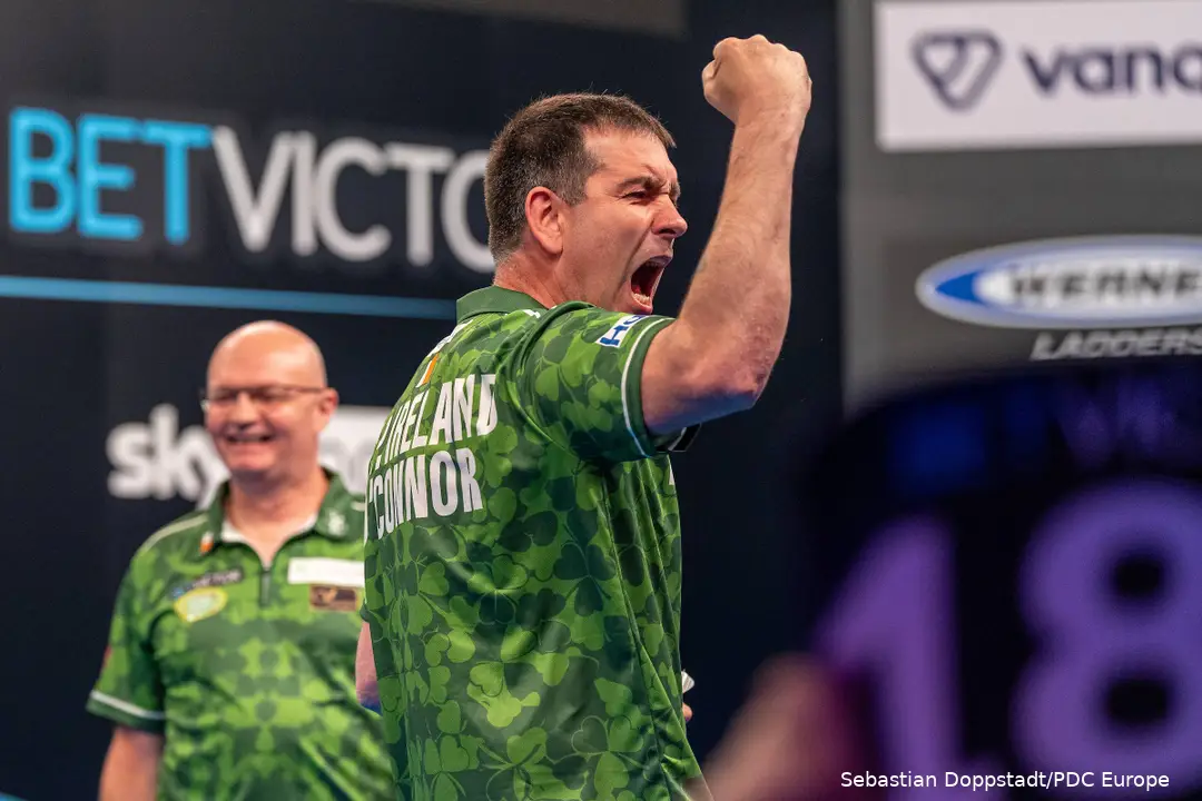 Mickey Mansell and William O'Connor representing Republic of Ireland at the World Cup of Darts