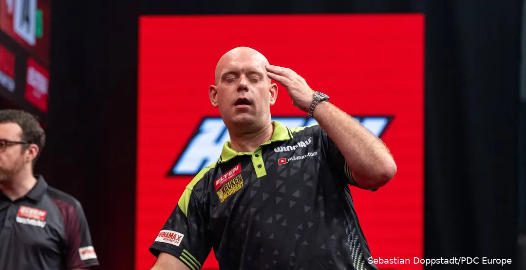 Michael van Gerwen in action in Bratislava.