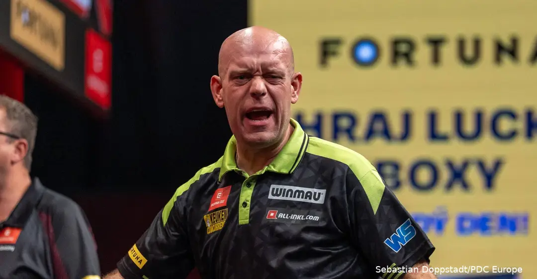 Michael van Gerwen celebrates.