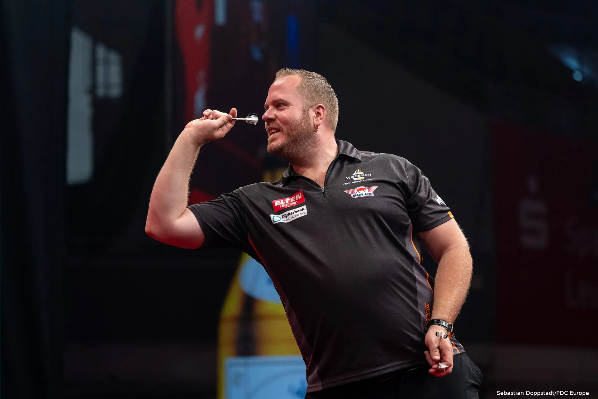 Dirk van Duijvenbode smiles as he lines up a throw
