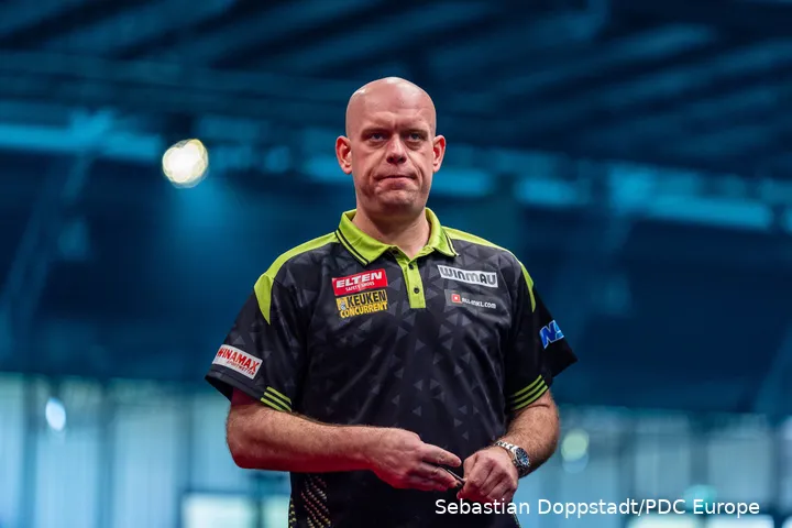 Michael van Gerwen looks unhappy