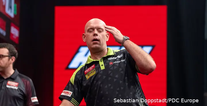 Michael van Gerwen in action in Bratislava.