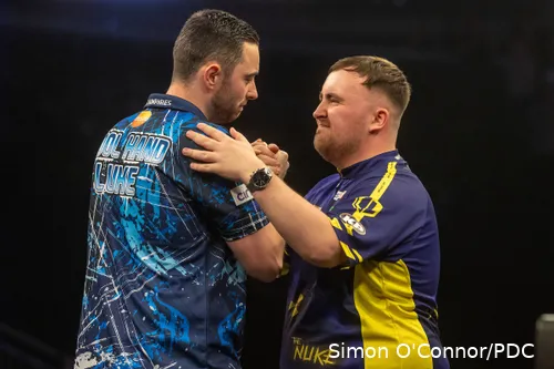 Luke Humphries and Luke Littler wish each other good luck