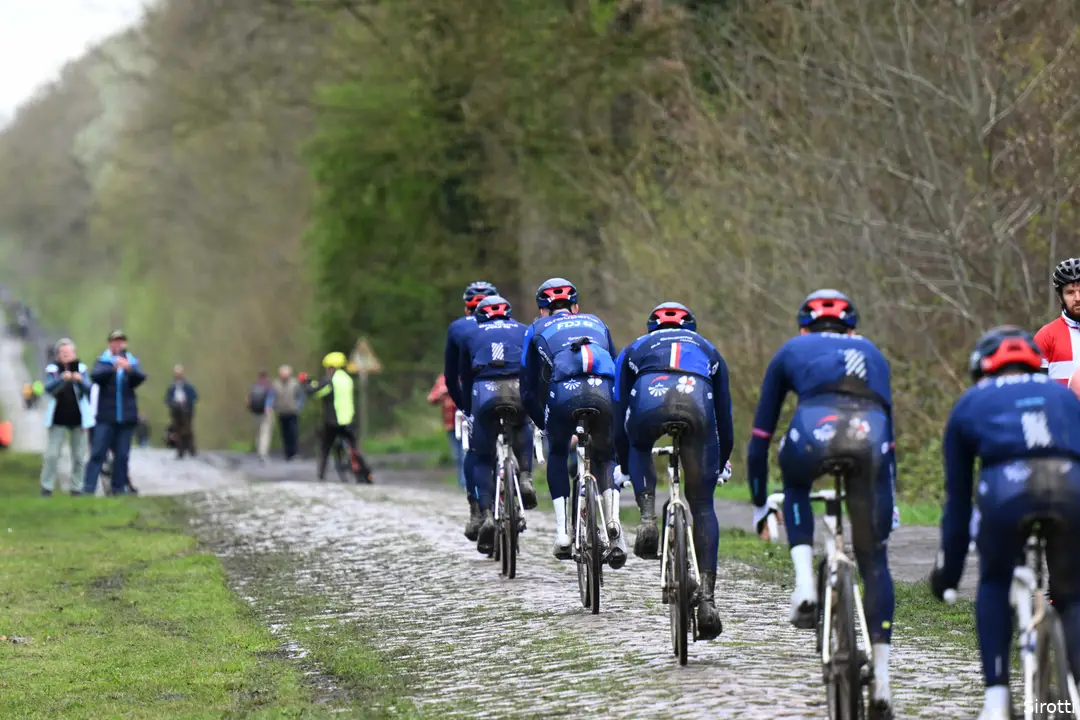 Groupama-FDJ riders during the Paris-Roubaix recon