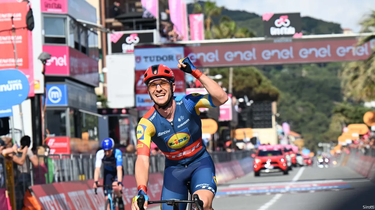 Edward Theuns, happy with a stage win from Milan