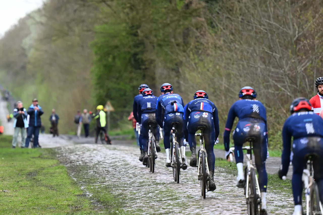 Groupama-FDJ riders during the Paris-Roubaix recon