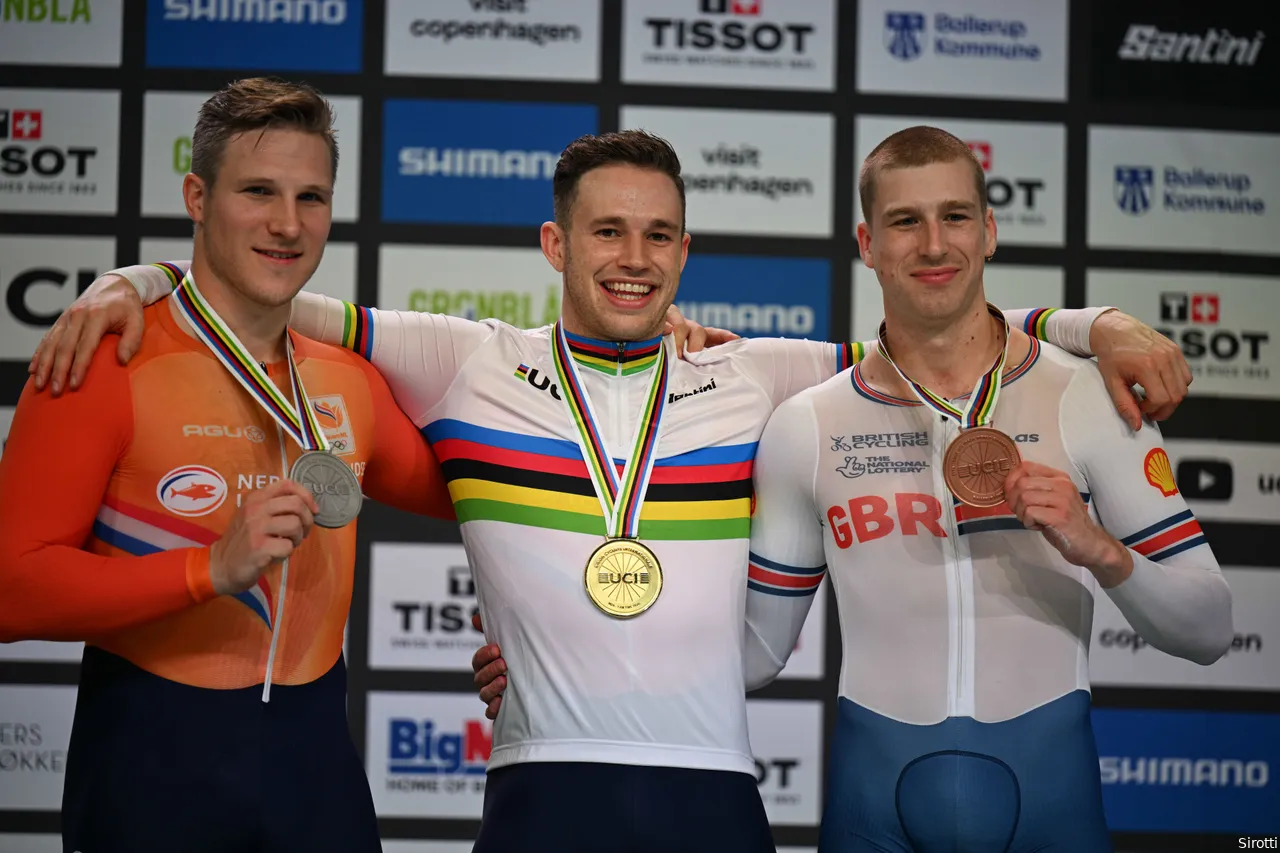 Lavreysen took the gold ahead of Hoogland and Britain’s Joseph Truman