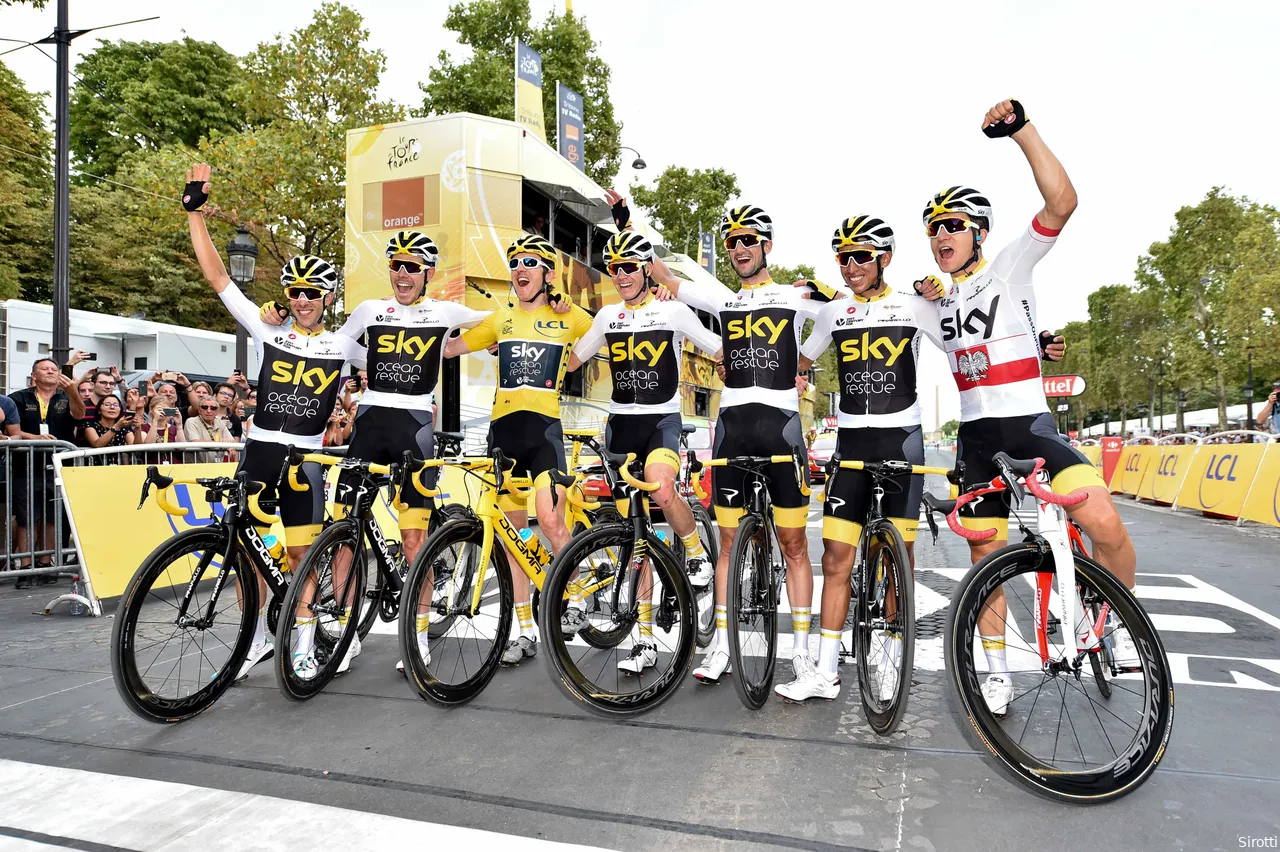 The super team Team Sky, with Geraint Thomas, Chris Froome and Egan Bernal: a grand total of six Tour wins