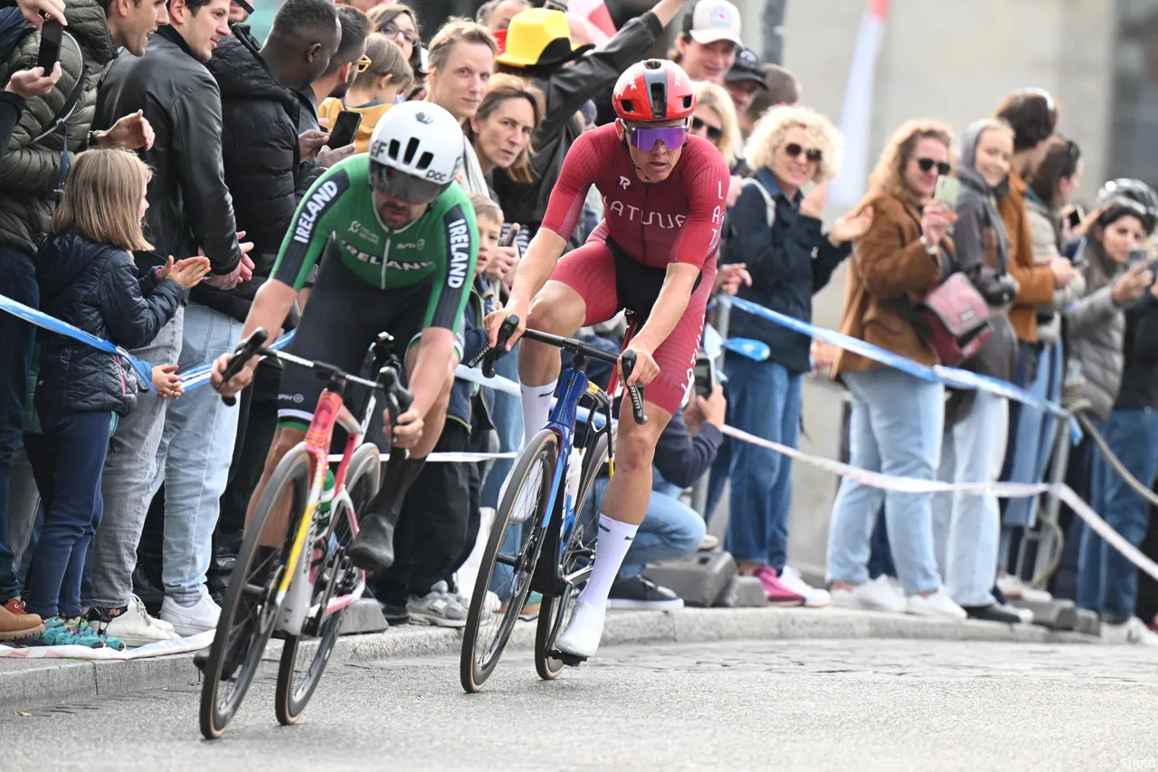 Toms Skujins was one of the most active riders at the World Cup with Ben Healy.