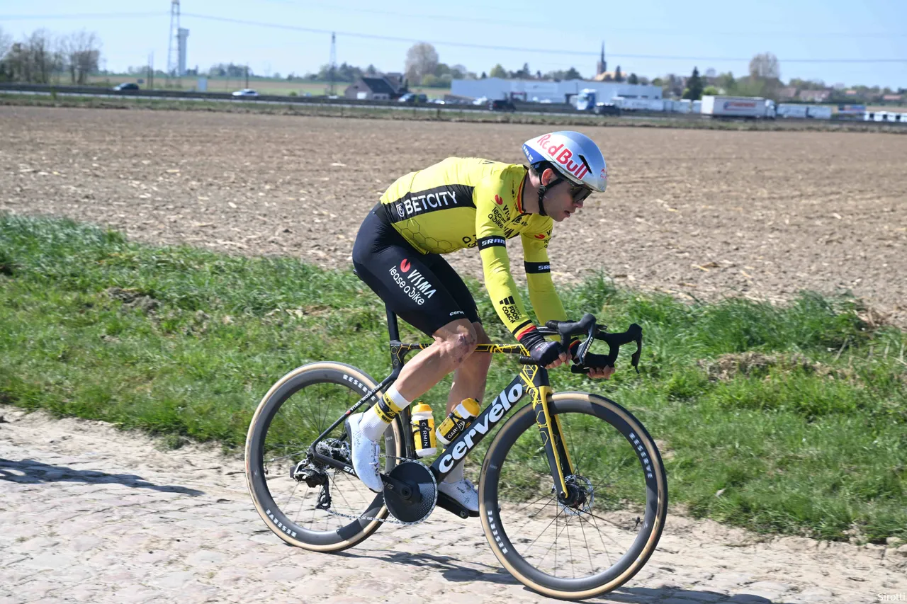 Wout van Aert during the Roubaix recon