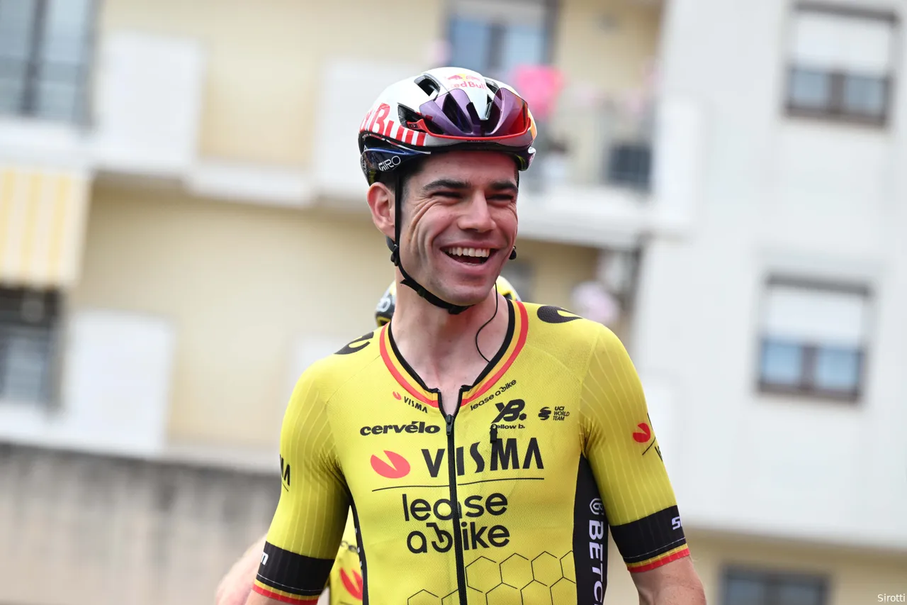 Smiles before the start, but not after the finish for Wout van Aert.