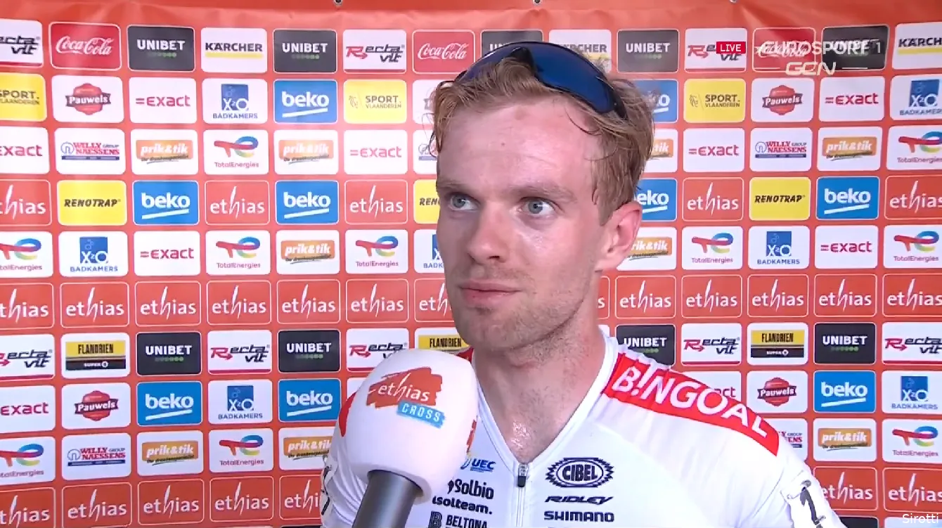 Iserbyt Screenshot Eurosport interview Ethias Cross Bredene