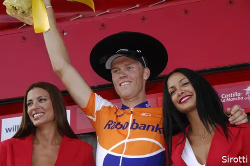 Lars Boom na zijn prachtige ritzege in de Vuelta van 2009.&nbsp;