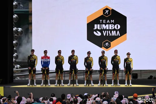 Jumbo-Visma during the team presentation on Thursday