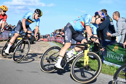 Arnaud de Lie (left) and Wout van Aert (right)