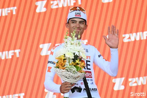 Del Toro won in de Tour Down Under, zijn eerste profkoers, direct een etappe.