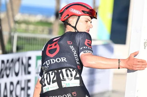Marco Brenner in the black and red of Tudor Pro Cycling