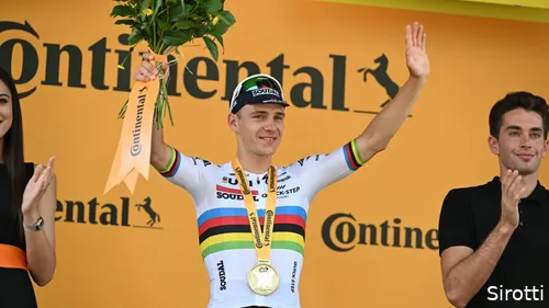 Remco Evenepoel after winning the time trial at the 2024 Tour de France