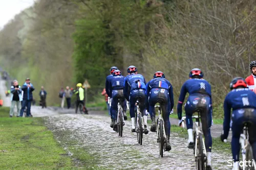 Groupama-FDJ riders during the Paris-Roubaix recon