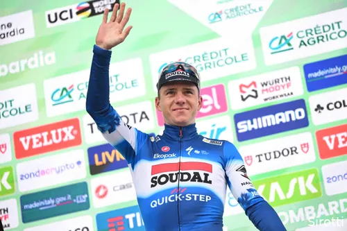 Remco Evenepoel, content with his podium finish