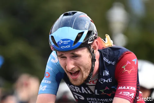 Derek Gee after one of his remarkable breakaways at the 2023 Giro.