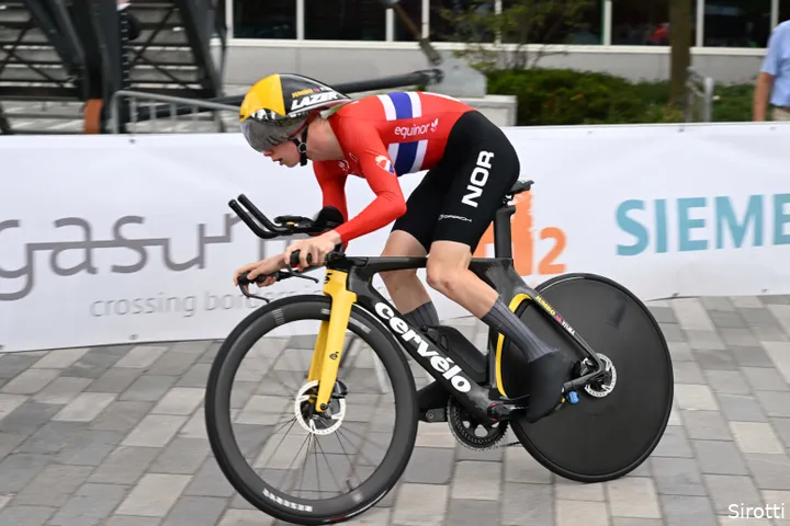 Nordhagen during the European Time Trial Championships in Emmen (on a Jumbo-Visma bike)