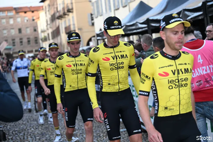 Julien Vermote, pictured here on the right heading to the start podium