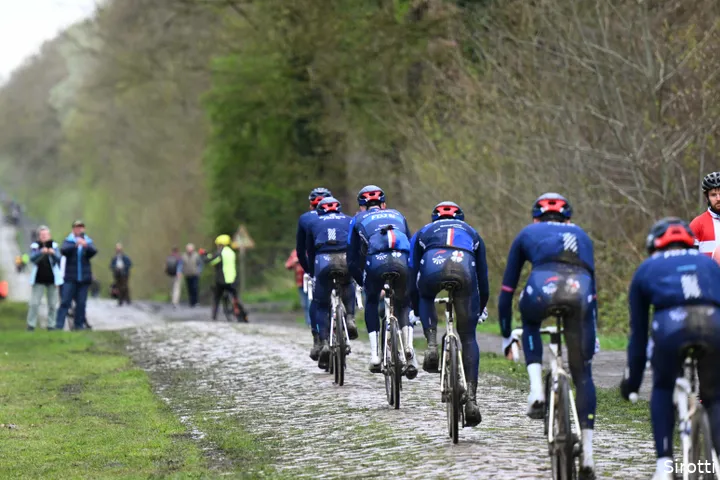 Groupama-FDJ riders during the Paris-Roubaix recon