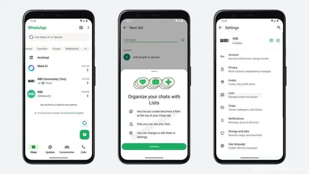 whatsapp custom lists