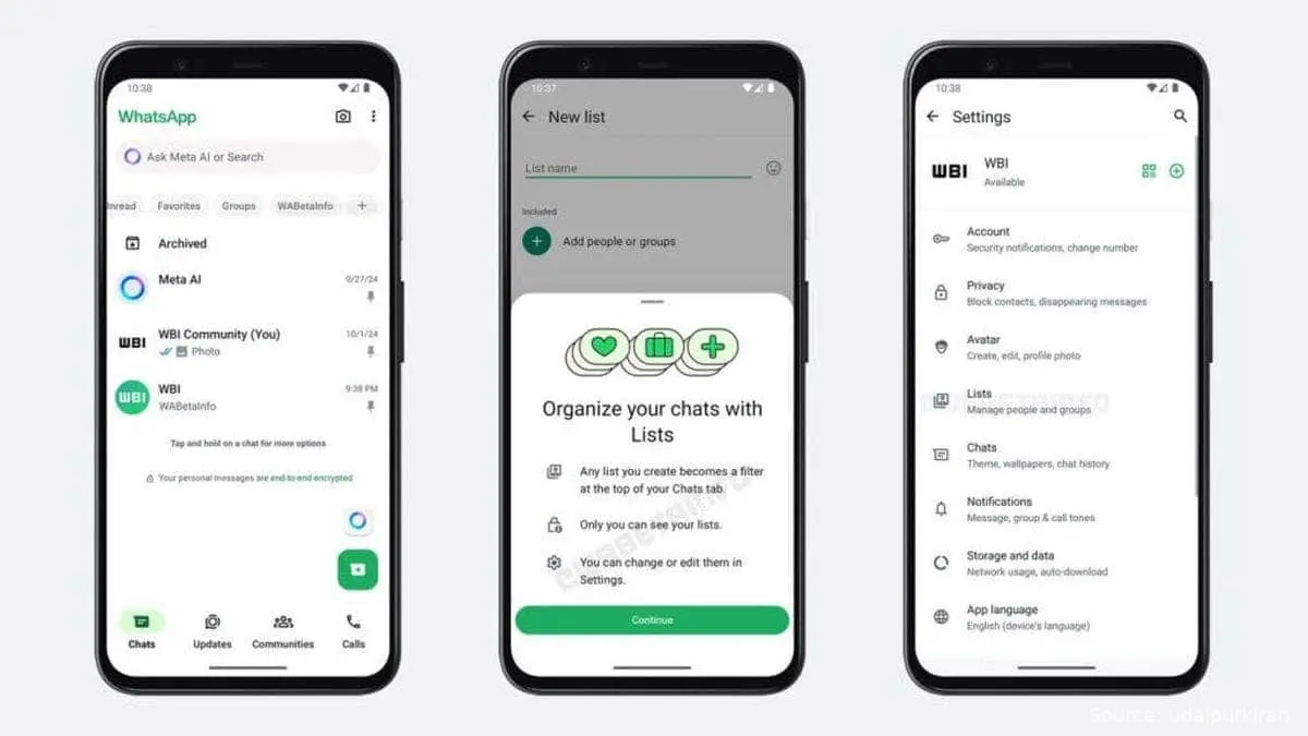 whatsapp custom lists