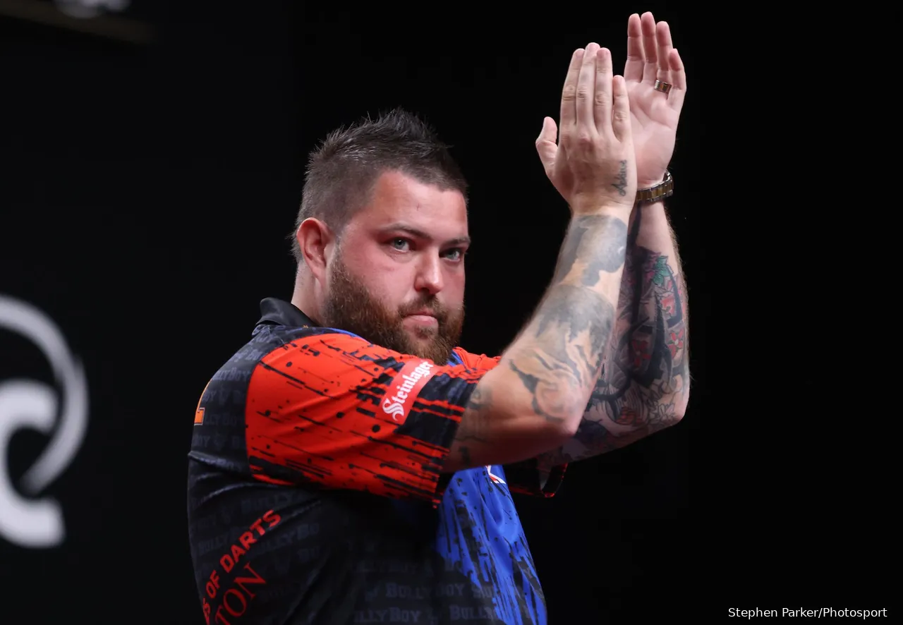 Michael Smith on stage at the World Series of Darts Finals