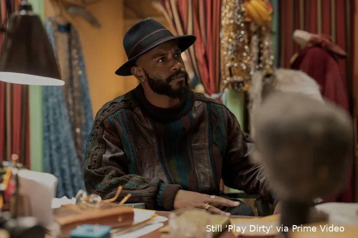 Grofield (LaKeith Stanfield) in PLAY DIRTY. Photo Credit Jasin Boland_Prime © Amazon Content Services LLC