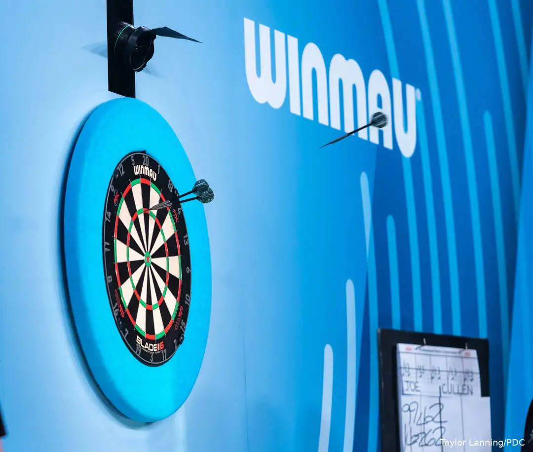 Ein Winmau-Board auf der Bühne der World Masters