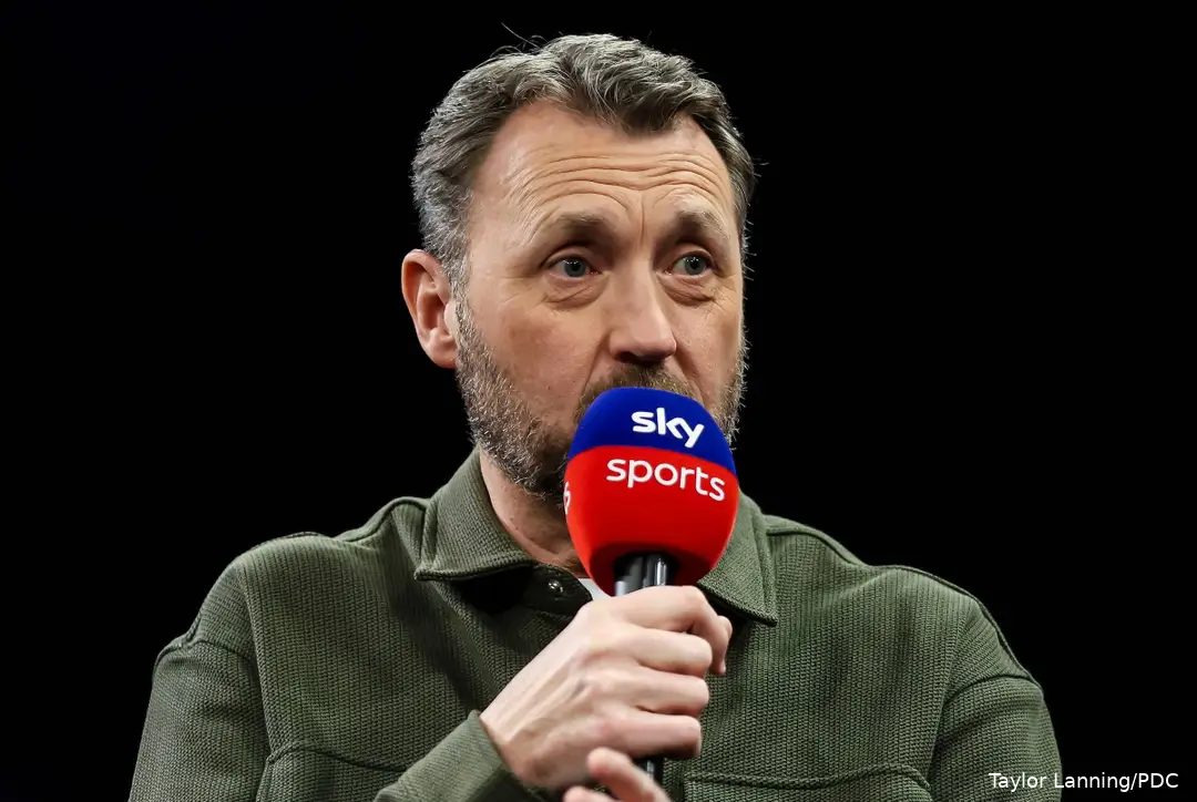Wayne Mardle im Einsatz für Sky Sports am Abend 6 der Premier League Darts 2026 in Glasgow