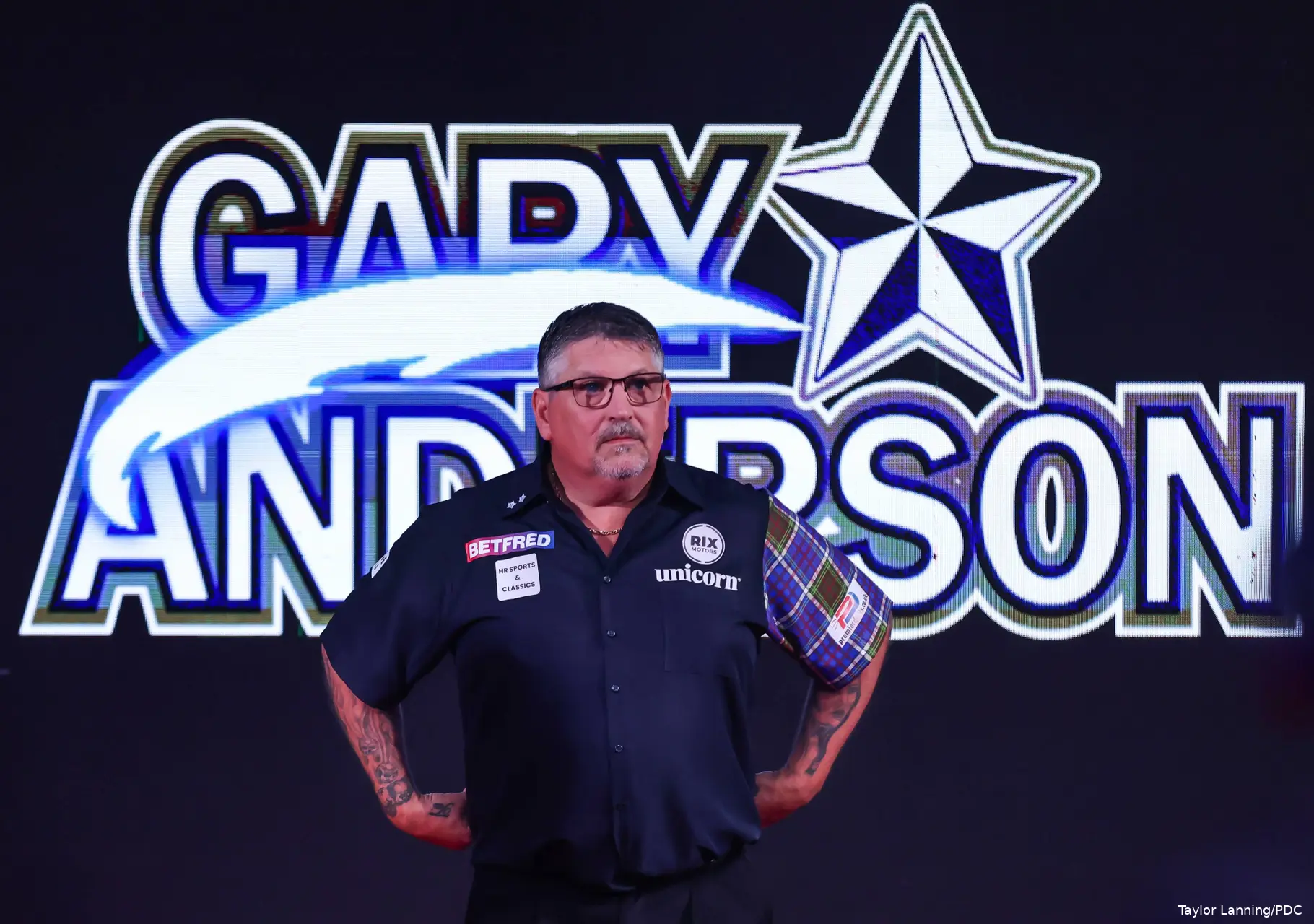 Gary Anderson beim World Matchplay 2026.