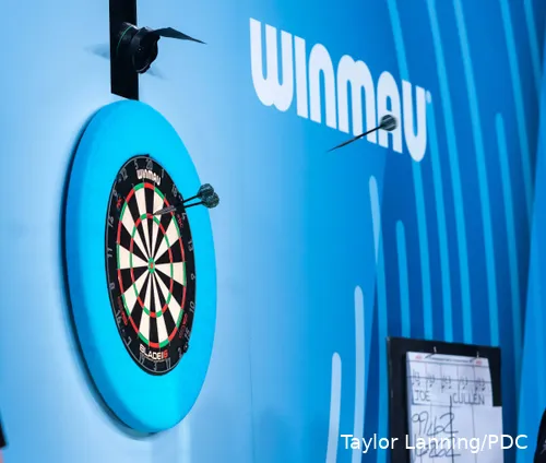 Ein Winmau-Board auf der Bühne der World Masters