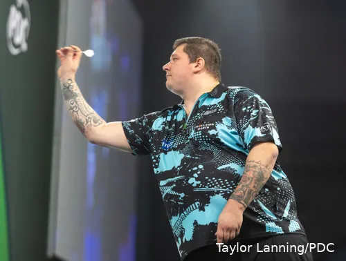 Kai Gotthardt in actie op het voorbije WK Darts