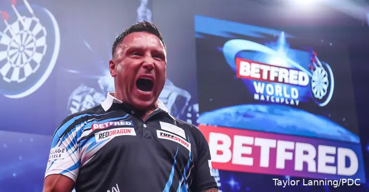 Gerwyn Price cheering loudly