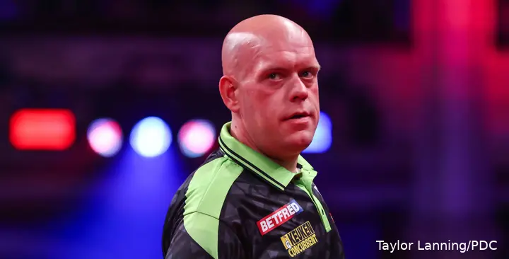 Michael van Gerwen looks concerned