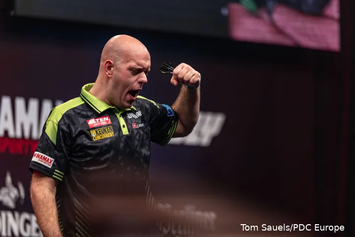 Michael van Gerwen in European Tour action.