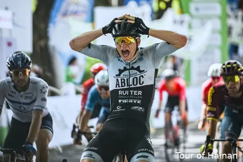 Jesper Rasch celebrates his victory just ahead of the defeated Itamar Einhorn (left) and Nicolas Dalla Valle (right)